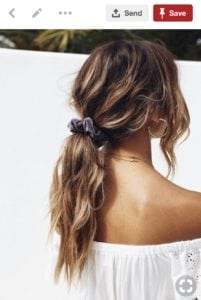 Pinterest image of loose ponytail with scrunchie