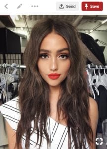 Pinterest image of Jessica Alba wearing bright lipstick